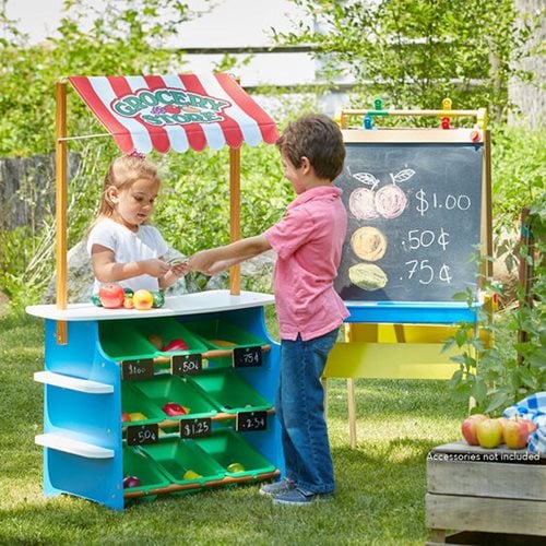 Wooden Grocery Store and Lemonade Stand Playset