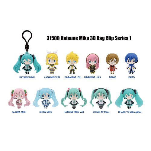 Vocaloid Hatsune Miku 3D Foam Bag Clip Random 6-Pack