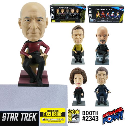 Star Trek Captains Monitor Mate Bobble Heads Set of 5 - Convention Exclusive