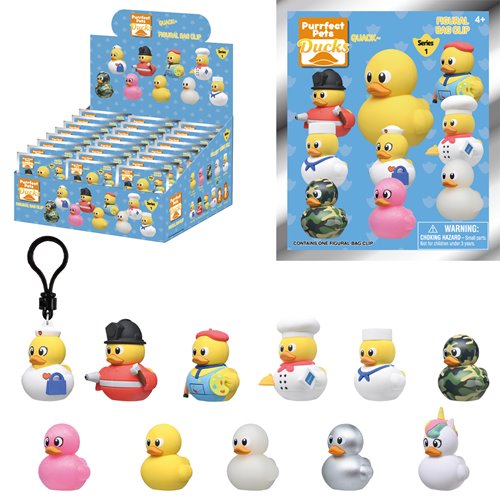 Yellow Ducks 3D Foam Bag Clip Display Case of 24