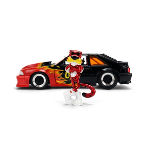 Hollywood Rides Cheetos Flamin' Hot 1989 Ford Mustang GT 1:24 Scale Die-Cast Metal Vehicle with Ches
