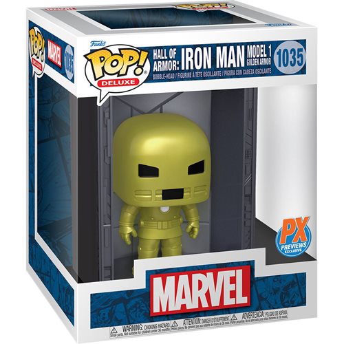 Marvel Iron Man Hall of Armor Iron Man Mark 1 and Mark 4 Deluxe Pop! Vinyl Figures - Previews Exclus
