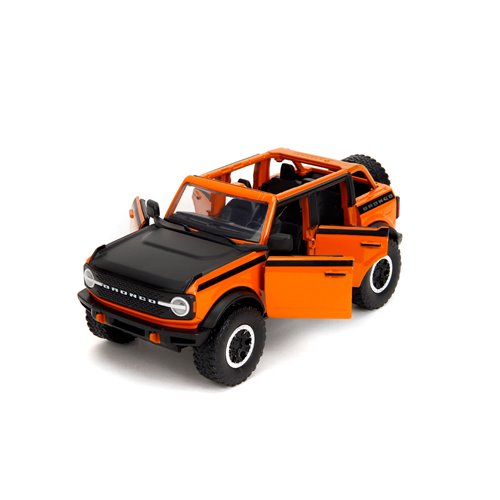 Just Trucks 2021 Ford Bronco Orange 1:24 Scale Die-Cast Metal Vehicle with Tire Rack