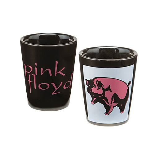 1 Shot Glass Pink Floyd Ceramic Shot Glass Black W/ Pig NEW