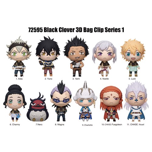 Black Clover 3D Foam Bag Clip Random 6-Pack