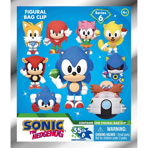 Sonic the Hedgehog 35th Anniversary Series 6 3D Foam Bag Clip Display Case of 24