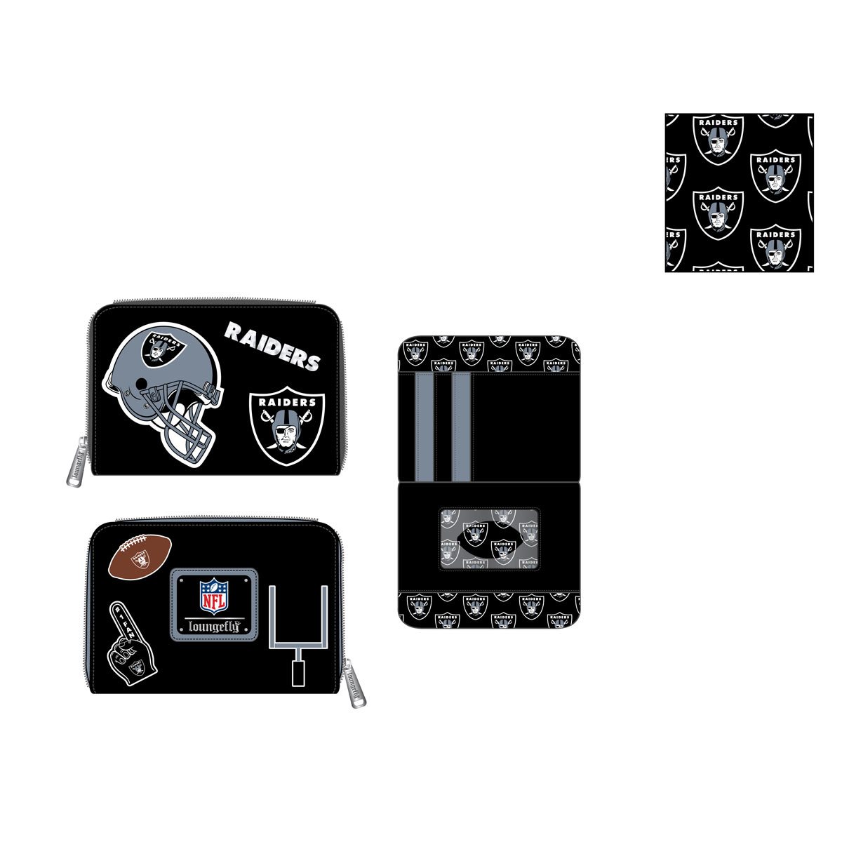 Loungefly NFL LV Raiders Patches Zip Around Wallet