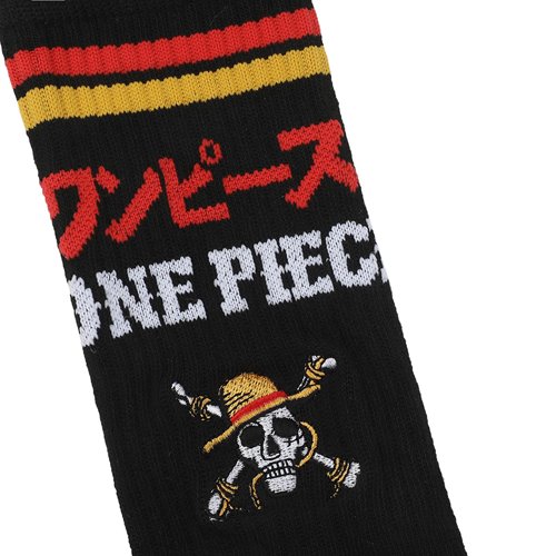 One Piece Kanji Logo Striped Crew Socks