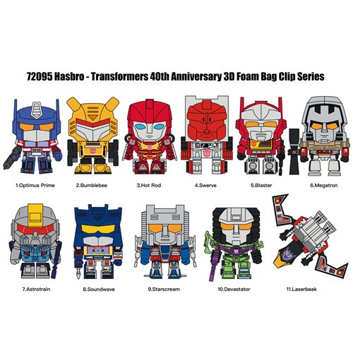 Transformers 40th Anniversary 3D Foam Bag Clip Random 6-Pack