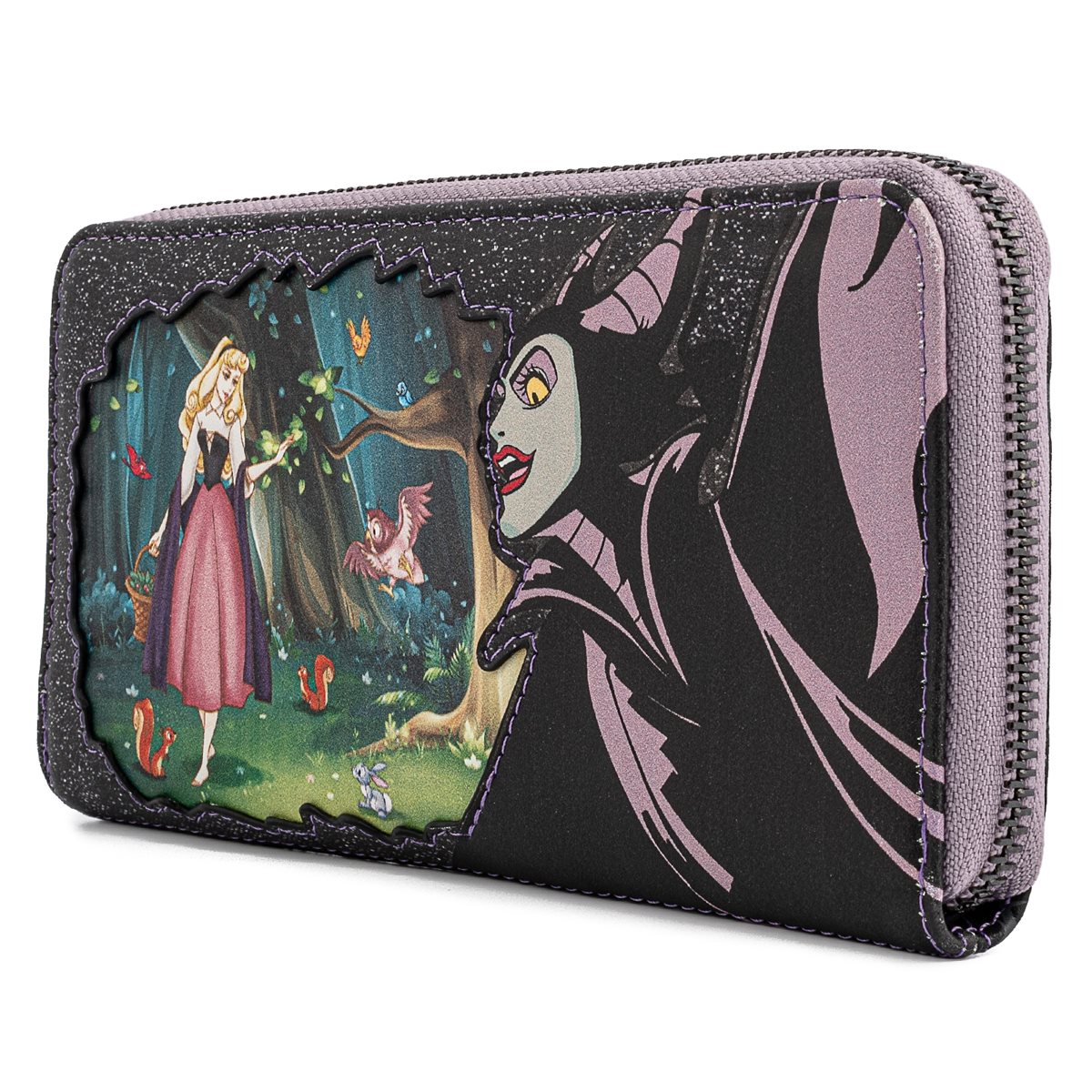 Loungefly Disney Maleficent Sleeping Beauty Crossbody Satchel Handbag  Purse, Black, Large, black