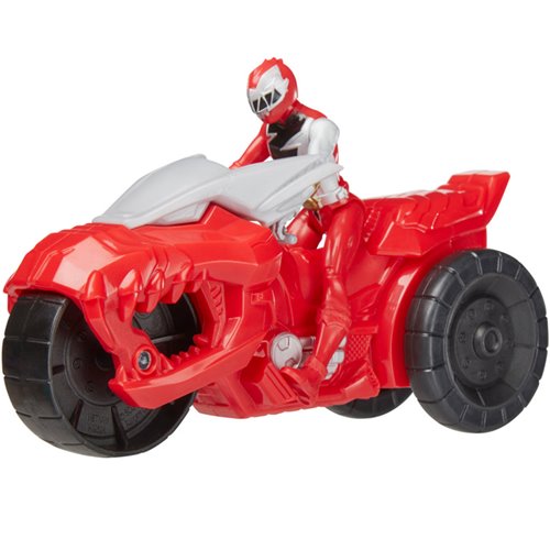 Power Rangers Dino Fury Rip N Go T-Rex Battle Rider and Red Ranger 6-Inch Scale Vehicle