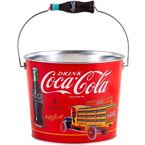 Coca-Cola Tin Beverage Bucket with Bottle Handle