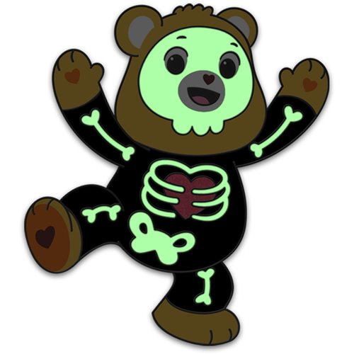 Care Bears Halloween Skeleton Tenderheart Bear Glow-in-the-Dark Enamel Pin - Entertainment Earth Exc