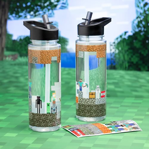 Minecraft 22 oz. Water Bottle and Sticker Set