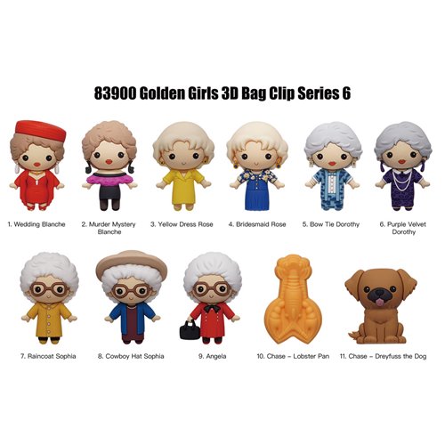 Golden Girls Series 6 3D Foam Bag Clip Random 6-Pack