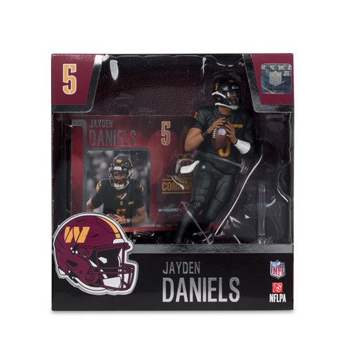 NFL SportsPicks 2025 Washington Commanders Jayden Daniels Alternate Black Uniform 7-Inch Posed Figur