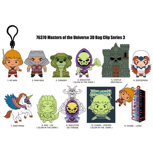 Masters of the Universe Series 3 3D Foam Bag Clip Display Case of 24