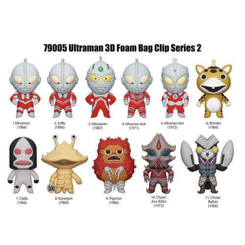Ultraman Series 2 3D Foam Bag Clip Random 6-Pack