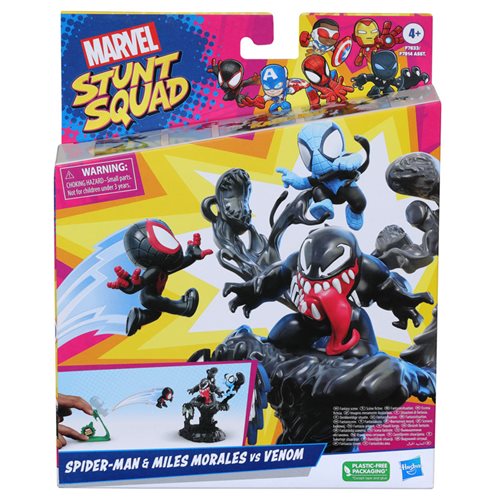 Marvel Stunt Squad Spider-Man and Miles Morales vs. Venom Villain Knockdown Playset