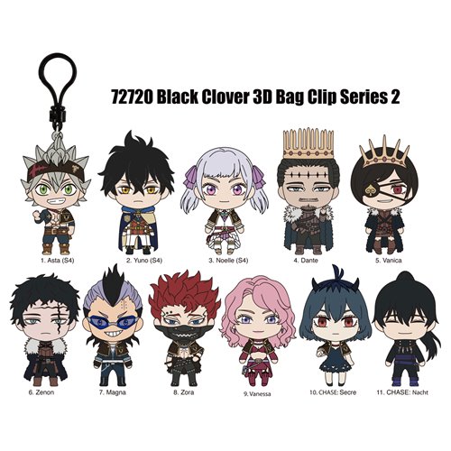 Black Clover Series 2 3D Foam Bag Clip Display Case of 24