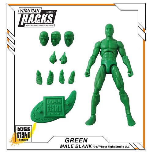 Vitruvian H.A.C.K.S. Customizer Series Male Army Green Blank Action Figure