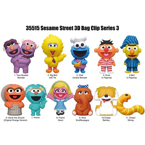 Sesame Street Series 3 3D Foam Bag Clip Random 6-Pack