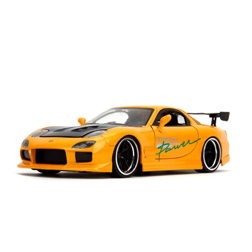 JDM Tuners 1993 Mazda RX-7 FD HKS Yellow Orange 1:24 Scale Die-Cast Metal Vehicle