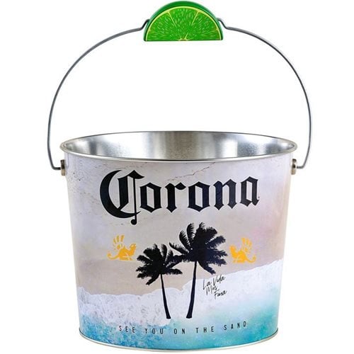 Corona Beach Scene Tin Beverage Bucket with Handle