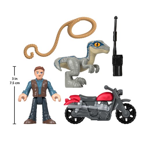 Jurassic World Imaginext Owen and Blue Action Figure Set