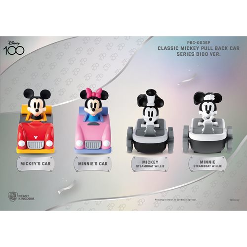 Classic Mickey Mouse Disney 100 Series Pull Back Car PBC-003SP Set of 4