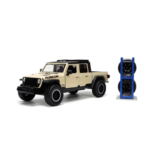 Just Trucks 2020 Jeep Gladiator Tan 1:24 Scale Die-Cast Metal Vehicle with Tire Rack