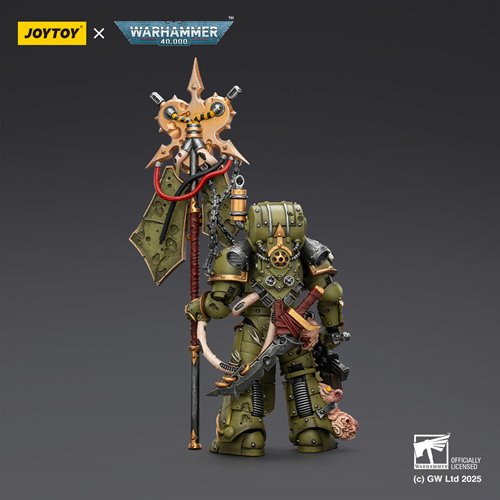 Joy Toy Warhammer 40,000 Death Guard Plague Marine lcon Bearer with Boltgun and Plague Knife 1:18 Sc