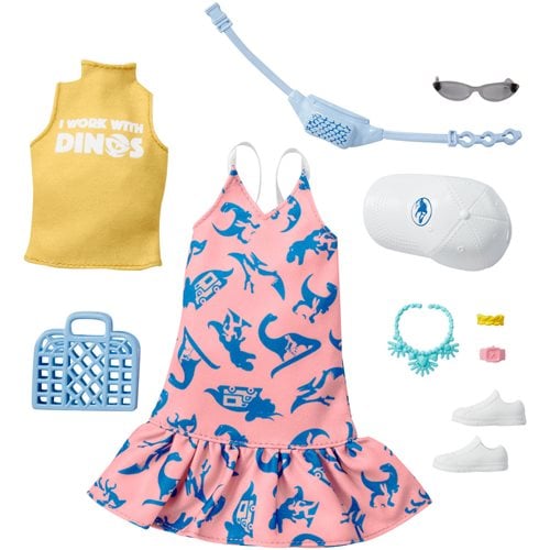 Jurassic World Barbie Dino Dress with Yellow Top Fashion Storytelling Pack