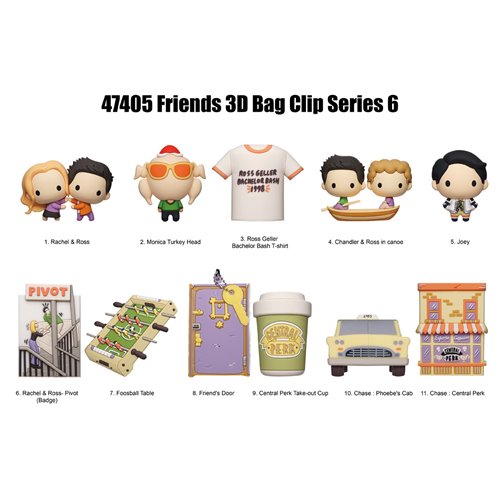 Friends Series 6 3D Foam Bag Clip Random 6-Pack