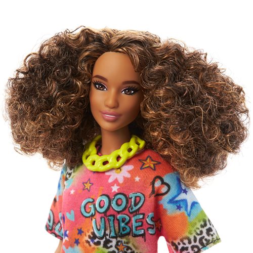 Barbie Fashionista Doll #201 with Graffiti-Print T-Shirt Dress