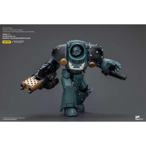 Joy Toy Warhammer 40,000 Sons of Horus Tartaros Squad Terminator with Heavy Flamer and Chainfist 1:1