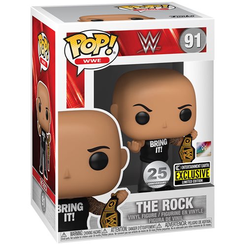 WWE The Rock with Championship Belt Pop! Vinyl Figure - Entertainment Earth Exclusive, Not Mint