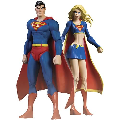 Superman and Supergirl Figures with Superman/Batman Comic
