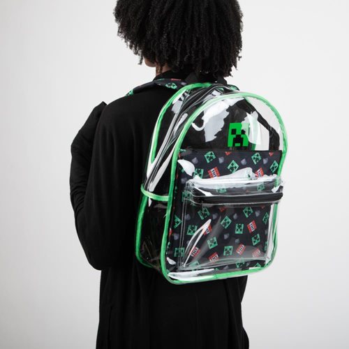 Minecraft Creeper Clear Backpack with Removable Pouch