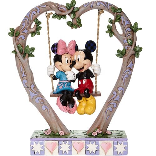 Disney Traditions Mickey Mouse and Minnie Mouse on Swing by Jim Shore Statue