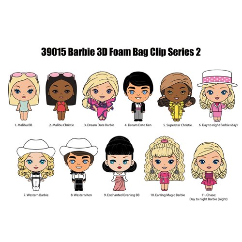 Barbie Series 2 3D Foam Bag Clip Random 6-Pack