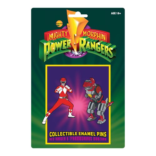 Mighty Morphin Power Rangers Red Ranger and Tyrannosaurus Retro Pin Set