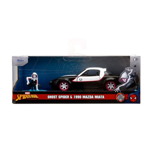Spider-Man Ghost Spider Hollywood Rides 1990 Mazda Miata Hardtop 1:32 Scale Die-Cast Metal Vehicle w