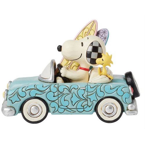 Peanuts Snoopy and Woodstock in Surfboard Car By Jim Shore Statue