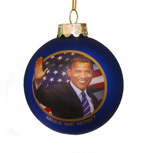 Obama 3 1/7-Inch Glass Ball Ornament
