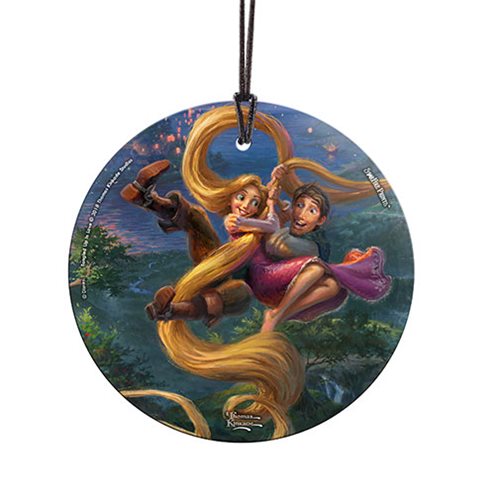 Disney Tangled up in Love Thomas Kinkade StarFire Prints Hanging Glass Ornament