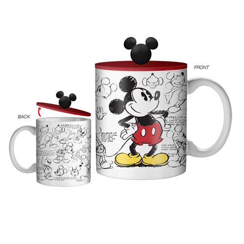 Mickey Mouse Heritage Sketch 18 oz. Ceramic Mug with Sculpted Lid