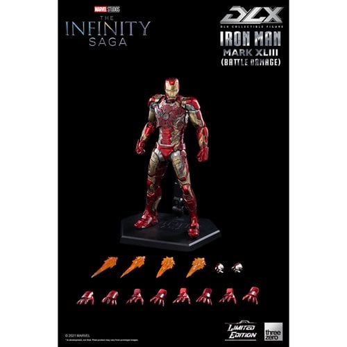 Avengers: Infinity Saga Iron Man Mark 43 DLX Battle Damage 1:12 Scale Action Figure