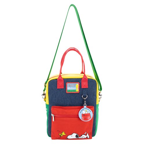 Peanuts Color Block Denim and Canvas Reversible / Convertible Crossbody Bag