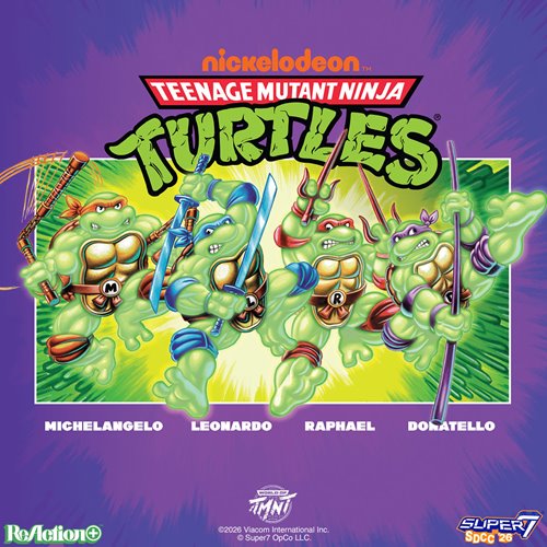 Teenage Mutant Ninja Turtles Mutagen Ooze Glow-in-the-Dark 3 3/4-Inch ReAction+ Figures 4-Pack